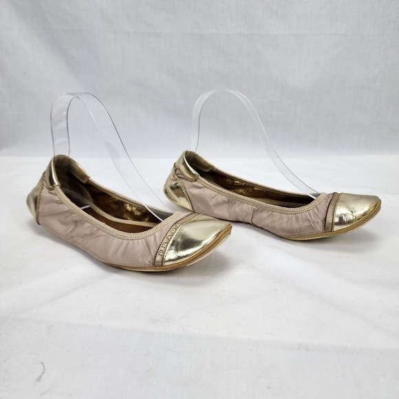 Prada Gold Tone Ballet Flats Women's Prada Size 38.5 US 8.5 made in Italy  🇮🇹 - Picture 3 of 10
